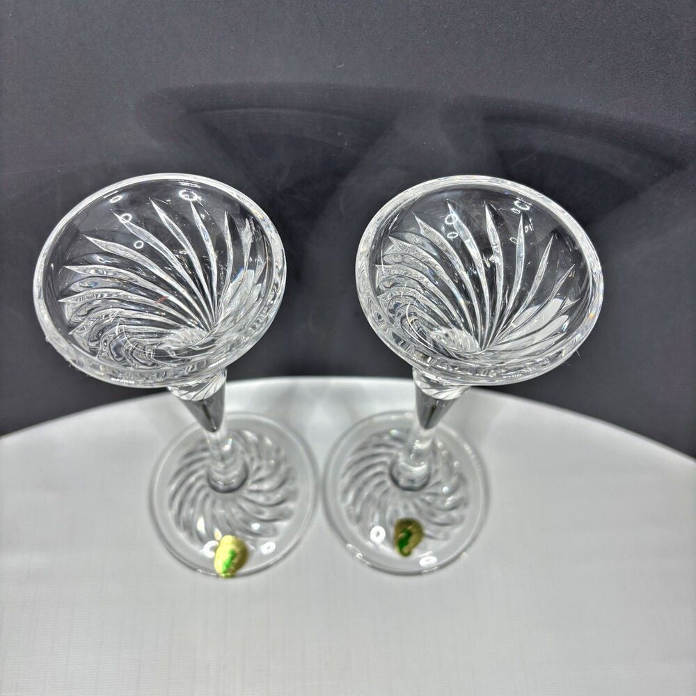 Waterford Jose Perez Signed Crystal Candleholders Liam Made Ireland Elegant - Picture 7 of 8